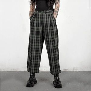 Disturbia green black plaid trouser pants